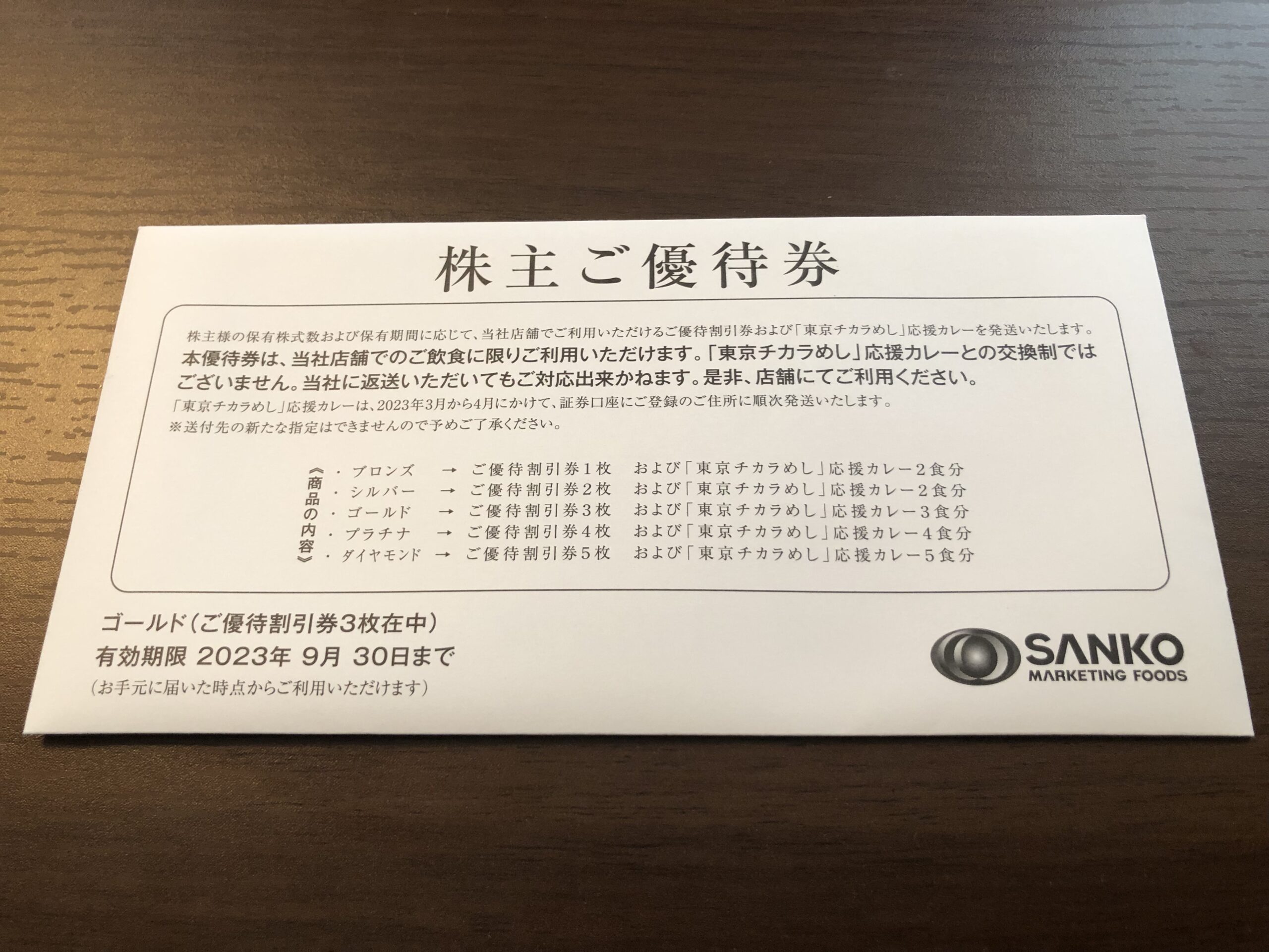 SANKO marketing　foods　株主優待　2023